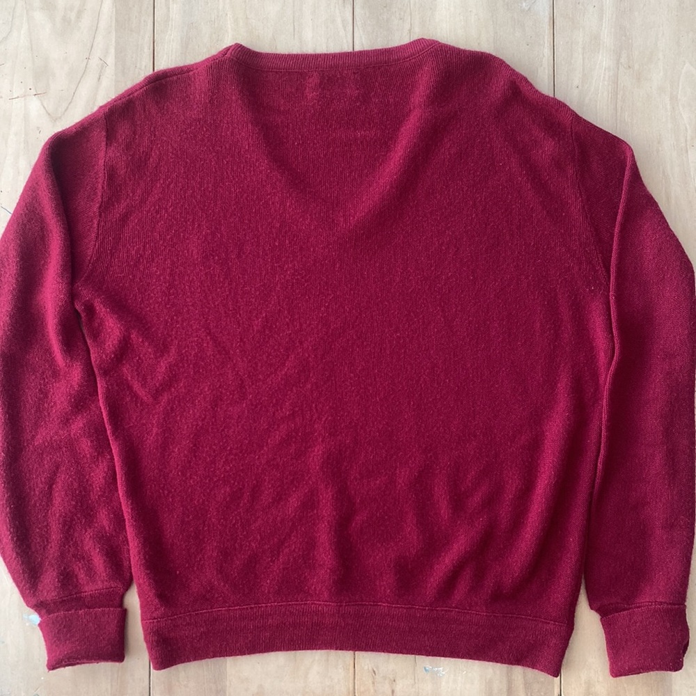 Vintage 60s IZOD LACOSTE Men's Pullover Grandpa Sweater V-Neck Red Crimson Sz L - Picture 6 of 7